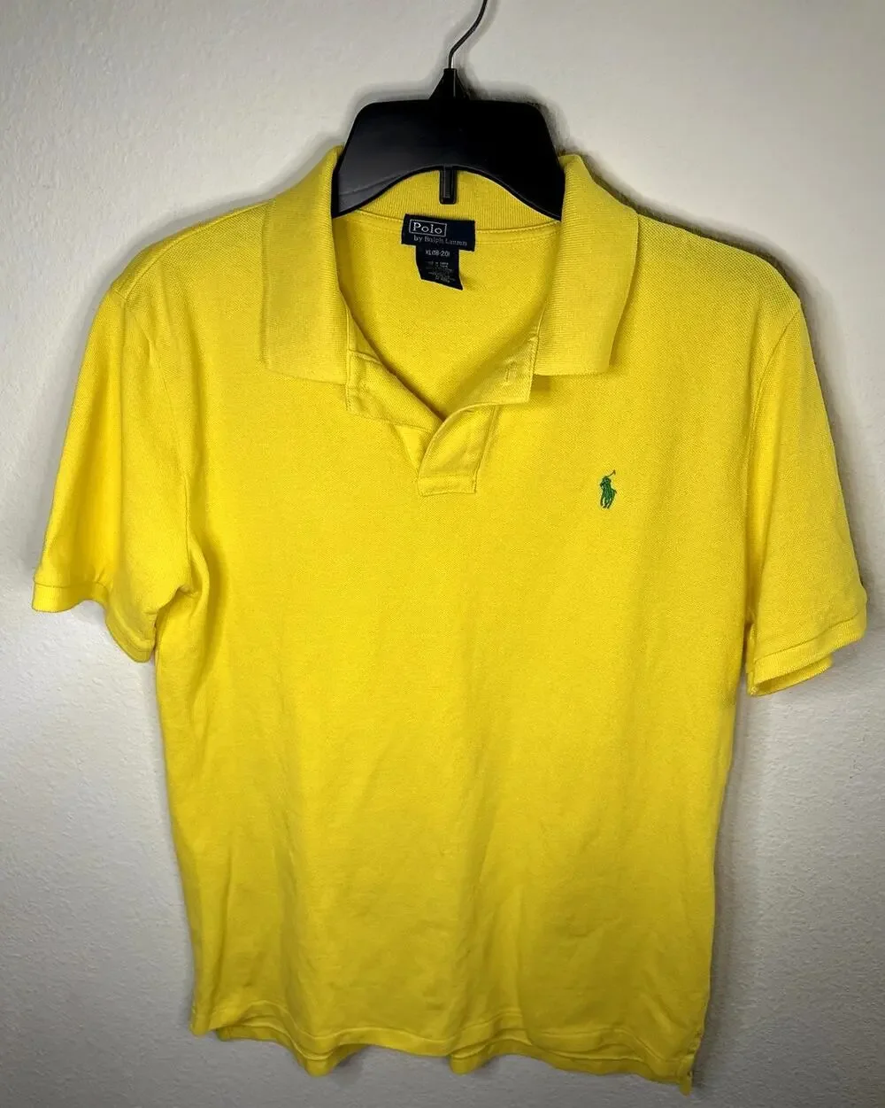 Polo Ralph Lauren Short Sleeve Polo Shirt Boys XL 18-20 Yellow Cotton Pique EUC